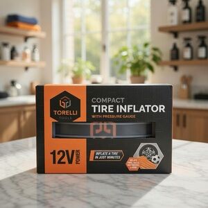 Torelli Tools Compact 12V Tire Inflator with Pressure Gauge